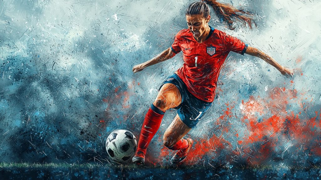 Joueuses de football en action sur un terrain, en plein match compétitif féminin, se tordant la cheville droite, entorse de cheville