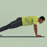 Un sportif blessé effectue un repos actif en faisant la planche